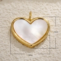 18K gold plated heart pendant with mother of pearl and zircon inlay measuring 18mm by 16mm - White Shell Heart