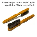 Set di due spazzole per scarpe in legno di faggio con manico lungo per pulizia e cura - Spazzola in crine di cavallo a manico sottile in legno di faggio bronzo (A-213)