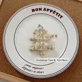Christmas tree shaped tweed ornament in white and green, 7cm by 8cm decorative pendant - Christmas Tree B-01 (Beige Green)