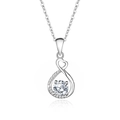 Elegante s925 zilveren hartketting met infinity design en ronde zirkonia hanger details - 925 zilver / Zirkoon Witgoud