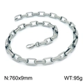 Silver stainless steel paperclip chain necklace measuring 760x9mm and weighing 95g - Steel Color Necklace 76cm (KN202963-Z)