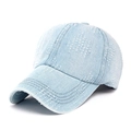 Berretto da baseball in denim azzurro sbiadito con dettagli vintage ed effetti usurati - Azzurro