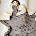 Double-sided thick dark grey blanket with diamond texture and white fleece lining - Midnight Sale - Taupe & Fry Jacquard Double-layer Blanket [british Grey] - Special Price Drop! / Midnight - 40cm*40cm - Carnival Price Drop