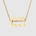 Collier en acier inoxydable doré avec pendentif verseau au fini poli brillant - Verseau / Or