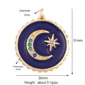 Golden crescent moon and star pendant with blue enamel for DIY jewelry making - Mystic Starry-Dark Blue