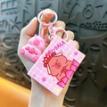 Cute pink cartoon Capybara keychain accessory set with 3D charm and bag pendant - Magic Box - Pink