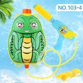 Cartoon turtle backpack water gun toy for kids with pull-out blaster and yellow straps - Turtle Style (103-4)