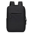 Minimalist black travel backpack with USB charging port and multiple storage pockets - Black