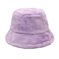 Detailed macro view of the soft faux rabbit fur texture on a light purple bucket hat - M (56-58cm) / Taro Purple