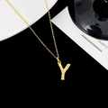 S925 silver necklace with sparkling zircon letter Y pendant in radiant gold finish - Letter Y