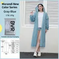 Waterproof EVA raincoat in morandi blue with size chart for adults 150-190cm - Gray-blue Adult Drawstring Style [100g 17-mil Frosted Extra Thick]