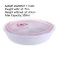 Boîte bento en céramique blanche à 3 compartiments avec couvercle rose de 17,5cm - Bol 3 compartiments 7 pouces - Blanc pur avec couvercle