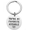 Polished silver stainless steel round keychain with engraved romantic quote and heart icon - Keychain-1-Diameter 3cm / Silver