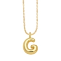 Polished golden 3D bubble letter G pendant necklace with faceted bead chain for women - Letter G
