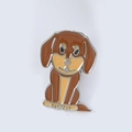 Broche en émail pour chien en marron foncé et beige avec contour en métal argenté - Nouveau Teckel Marron (M10184)