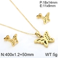Golden butterfly hollow jewelry set with necklace and stud earrings in stainless steel - Gold (KS132896-KFC)