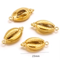 Four 23mm golden stainless steel 3D shell charms for DIY jewelry making and necklaces - G4-Jagged Shell (Gold)