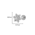 Silver snowflake F136 titanium stud earring with zircon inlay, 0.81cm by 0.71cm size - Snowflake Style (8#) / Silver
