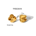 Detailed view of polished gold heart-shaped stainless steel earrings with measurements - Polished 3D Heart Style (YYE023618)