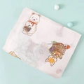 Double-layer cotton muslin swaddle blanket with cute cartoon bear and fox prints - Mushroom Animals