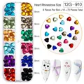 Set strass per unghie a cuore 12 colori con cristalli da 8mm in custodia trasparente - Set di Grandi Strass a Cuore (12G-910)