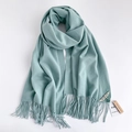 Sciarpa da donna color teal effetto cashmere con frange e tessuto morbido - Verde Menta