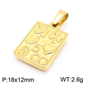 18K gold plated celestial rectangular pendant featuring unicorn and moon motifs - Gold Rectangle Multi-Symbol (KP100723-Z)