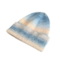 Tie-dye gradient knit beanie for women in blue and beige textured soft yarn finish - Beige Blue Gradient