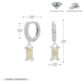 Detailed size specifications of 925 silver earrings with yellow zircon gemstones - 925 Silver White Gold Plated - Yellow Zirconia
