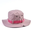 Outdoor lotus pink sun bucket hat with rose red ribbon and breathable metal eyelets - Pink