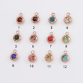 Lot de douze breloques pierre de naissance or rose avec bord métallique pour bijoux DIY - Rouge de juillet (SR001) / Or rose