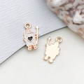 Golden poker soldier charm with white enamel and black heart pattern for DIY jewelry - Rectangular Heart Poker Soldier (17519) / 1 Piece (8x15mm) / Black