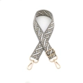 Detail of colorful woven wide shoulder strap with golden metal buckle for crossbody bags - Gold Hardware / Dark Gray