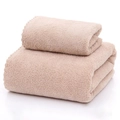 Plush beige coral fleece towel and bath towel set with soft microfiber texture - Cut-edge Style / Towel (35*75cm) / Brown