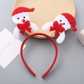 Festive red Christmas headband featuring cute snowman dolls with red hats and bows - Bear