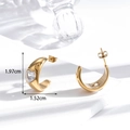 Gold-plated C-shaped hoop earrings featuring a sparkling heart-shaped zirconia stone - Gold C-Shape Polished Heart Zirconia Earrings