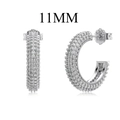 S925 sterling silver bowknot stud earrings with water drop zircon in silver finish - Pave Hoop Earrings(DY110301-S-W-NA#11) / 11mm / White Gold With White Zirconia