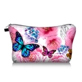 Detalle del estampado de mariposas y flores en un neceser de viaje blanco para mujer - Estampado de Mariposa Floral en Acuarela Rosa (jiaying142)