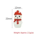Christmas snowman resin miniature wearing red hat and scarf for DIY holiday decor - Christmas Red Hat Bear
