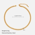 Detail view of 6mm gold plated stainless steel Cuban chain with size and weight specs - 6mm-42+5cm / Gold