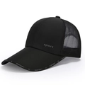 Black mesh baseball cap with sport prints and breathable quick-dry fabric panels - Adjustable / Black