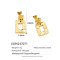 Detail of 18k gold plated stainless steel earrings with hammered texture and PVD coating - Rectangle Hammered Drops (EOM247071)