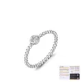 S925 sterling silver bead band ring with a round moissanite and GRA certificate - US Size 5 / D Color VVS1 Moissanite (with GRA Certificate) / Silver