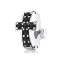 S925 sterling silver spacer charm with black stone cross pattern for bracelets - Cross/Black Zirconia