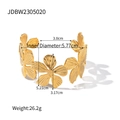 Detailed dimensions of gold titanium flower cuff bracelet with 5.77cm inner diameter - Hollow Five-Petal Flower Bangle-Gold