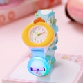 Cute yellow chick glowing watch for children with a light blue translucent strap - Blue Chick
