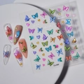 Stickers à ongles 5D papillons colorés avec motifs de fleurs et de cœurs, modèle Co-046 - Style de Papillon et Coeur 3D (CO-046)