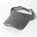 Visière de soleil unisexe gris délavé avec détails usés et sangle ajustable - Gris Trou Délavé