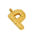 Golden letter P pendant with irregular textured finish on a polished metal surface - Letter P - Gold Pendant