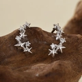 Orecchini a perno a stella in argento sterling S925 con zirconi bianchi da donna - Argento 925 / Argento Platino